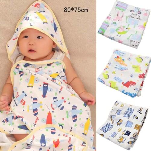 Hooded Baby Bath Towel 80*75 cm Cotton Cartoon Infant Hand Towel Newborn Baby Girls Boys Wrap Blanket Feeding Face Washcloth