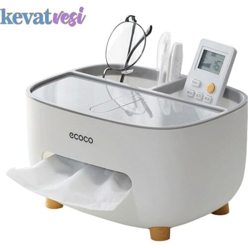 Desktop Tissue Box Multifunction Storage Box for Office Living Room Napkin Holder Remote Control Organizer Phone Holder Stand