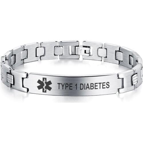 Customized Elegant Surgical Grade Steel Medical Alert ID Bracelet for Men Custom Stainless Steel Bracelet Personalized Jewelry