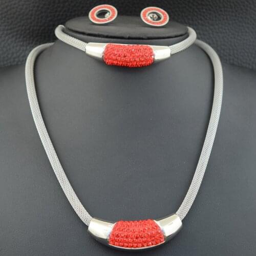 Joyas Fashion Stainless Steel 45CM Charm Necklace With Pendant And Bracelet Round Earrings Jewelry Set For Women SEDLAZDF