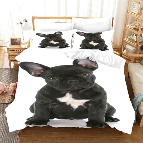 Dog Black White Bedding Set Cute Animals Duvet Cover Set Queen King 220x240 Custom Bed Linen Set For Kids Boys Comforter Cover