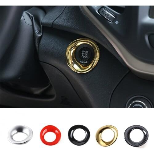 SHINEKA ABS Interior Engine Key Start/Stop Button Switch Cover Ring for Jeep Cherokee 14-16 Car Accessories