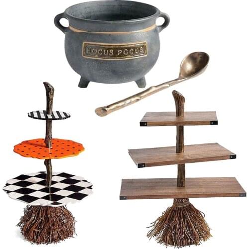 Halloween Cute Snack Bowl Stand 3-Tier Wooden Cupcake Stand,Dessert Plates Party Serving Stand Fruit Dessert Dish Towel Plates