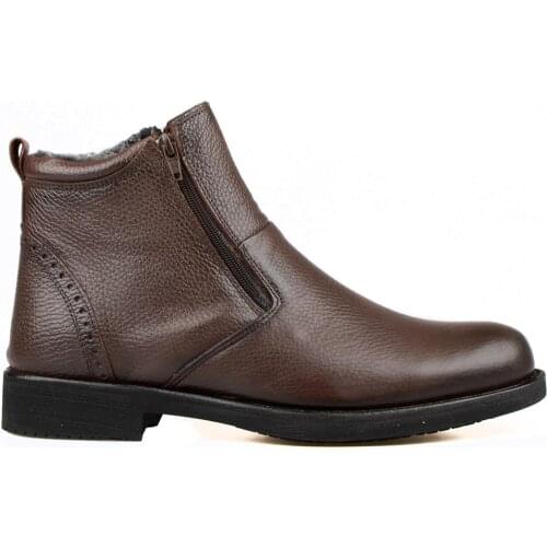 FootCourt- Fashion Men Leather Boots Mens Warm Winter Shoes High Quality Split Leather Zipper Comfortable Ankle Men Warm Boots