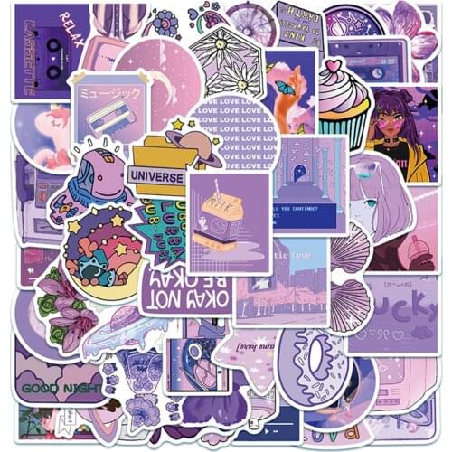 10/30/50PCS Cartoon Purple Style Girl Cute Sticker Decoration Notebook Waterproof Guitar Graffiti Toy Wholesale