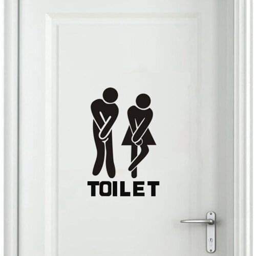 Black Toilet Sticker DIY Tag Entrance Sign Art Paster Rest Room Bathroom Decal Wall Stickers Home Decoration for Hotel Cafe Shop
