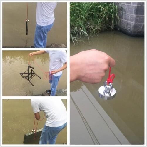 1pcs D60mm fishing salvage neodymium magnet holder super powerful hole Circular ring hook permanent deep sea Pulling Mounting