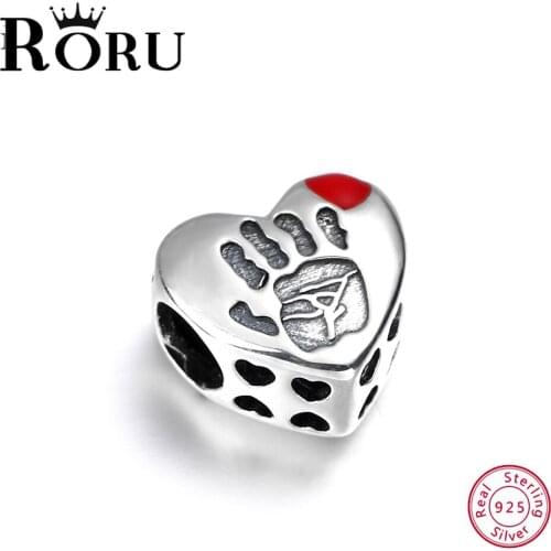 925 Sterling Silver MOM Red Heart Charms fit Bracelets Mother 's Day Gift