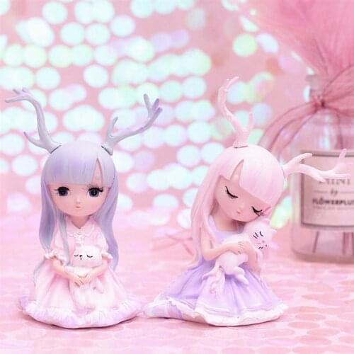 Resin Deer Statue Pink Garden Home Office Decor Birthday Anniversary Gift Girls Friends Gift Home Decoration