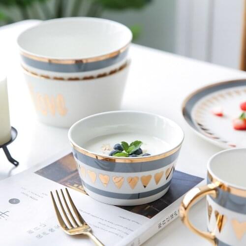 Nordic Breakfast Tableware Creative Household Phnom Penh Ceramic Rice Bowl Fruit Salad Bowl japanese bowl kawaii bowl
