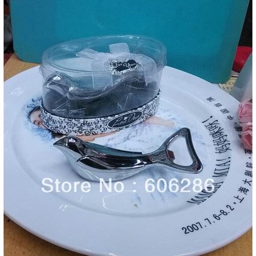 SG 100pcs/lot Love Dove Chrome beer bottle openers in gift box wedding showers party supplies, favors and gifts for guest