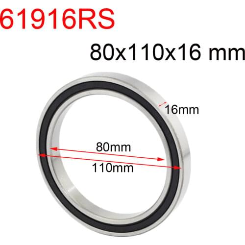4pcs/lot 61916 6916-2RS bearing sealed 80x110x16 mm 61916-2RS ball bearing 80mm diameter 6916RS steel deep groove ball bearing