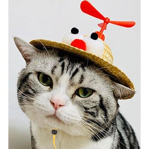 Summer Cat Straw Hat Pet Caps Cute Straw Sun Hat For Pet Small Dog Cat Outdoor Garden Photo Decoration Accessories Cat Supplies