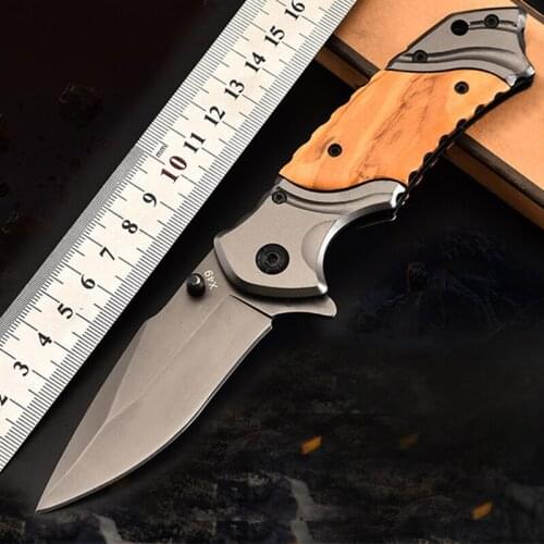 Olive Wood Handle High Hardness Tactical Knife X49 Portable Pocket Knife Field Survival Folding Knife