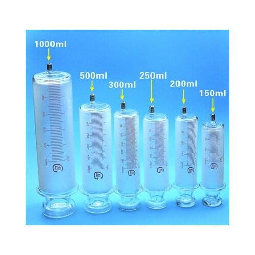 150ml/200ml/250ml/300ml/500ml/1000ml All Glass Syringes Large sausage device Glass sample extractor Glass Injector large caliber