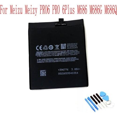 High Quality BT66 3400mAh Battery For Meizu PRO 6 Plus M686 M686G M686Q Mobile phone