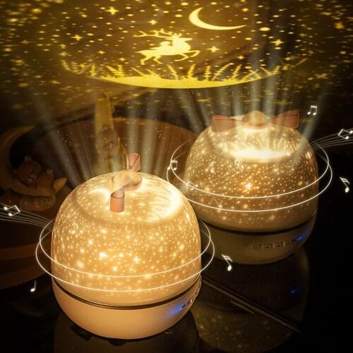 WolFAce Creative Multifunctional Starry Sky Projection Lamp Night Light Child Wake-up Lamp Toy Table Lamp Nice Gift For Friend