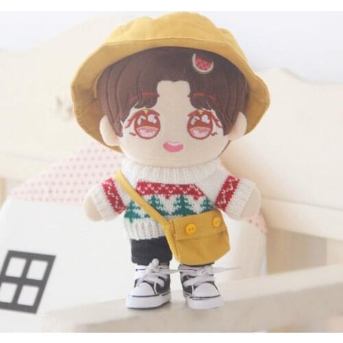 20cm Yellow Hat Satchel Sweater Suit Doll Body-Shape Doll Accessories Birthday Present Replaceable Doll Baby Clothes Plush Toy