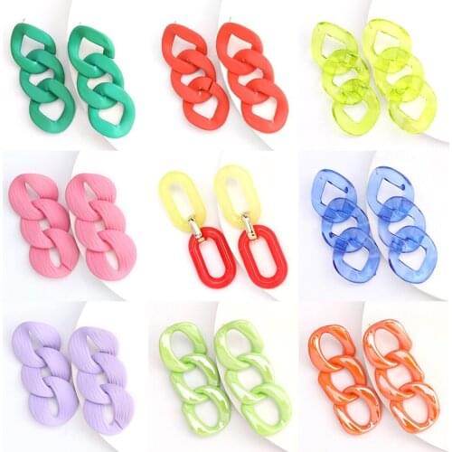 Dvacaman Summer New Candy Color Geometric Resin Drop Earrings Long Statement Earrings Women Wholesale jewelry Female Bijoux ins