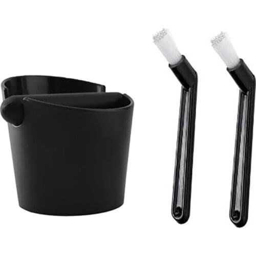 1 Pcs Coffee Grind Knock Box and Espresso Dump Bin with 2 Pcs Coffee Machine Brush Cleaner