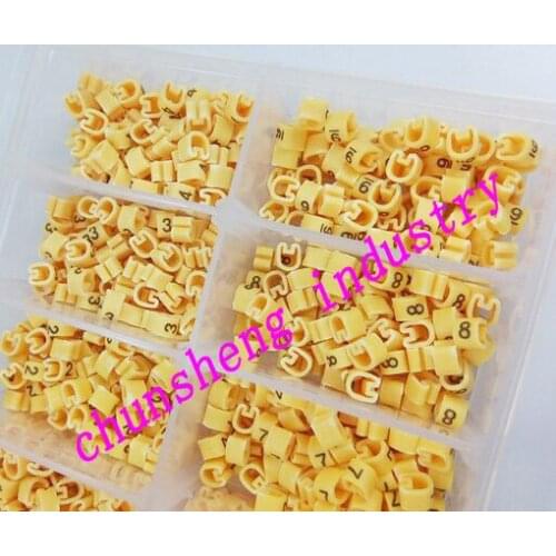 1000pcs/box EC-0 1.5mm2 10 different number 0-9 cable marker yellow color set