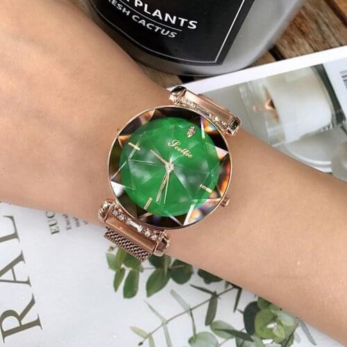 2019 Luxury Brand Crystal Ladies Watch Women Magnet Buckle Dress Watches Fashion Woman Quartz Watchs Stainless Steel Watch Clock