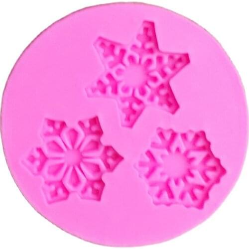 3pcs Christmas Snowflakes Silicone Mold Decorating Cupcake And Cake Side Fondnat Lace Molds Chocolate Moulds K114