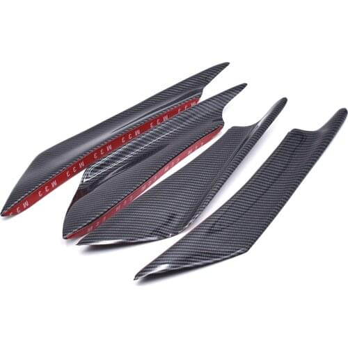 4pcs/set Carbon Look Car Front Bumper Lip Diffuser Splitter Fins Body Spoiler Canards Valence Chin