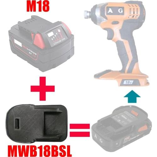 MWB18ARL Electric Power Tool Adapter Converter use Milwaukee 18V Li-ion Battery M18 on AEG RIDGID Lithium Machine