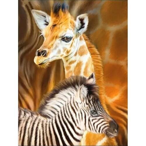 Diy Diamond Painting Square Round New animal DIY Full Diamond Embroidery Cross-stitch giraffe and zebra Pictures By Numbers Art