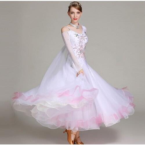White ballroom dance competition dress fringe dance wear ballroom waltz dress rumba costumes ballroom dancing dress foxtrot