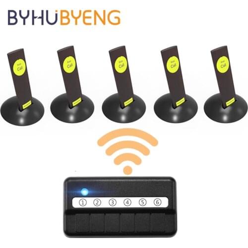 BYHUBYENG 1 Call 5 Office Customer Button For Staff Wireless Personal Employee Pager Turning Number System