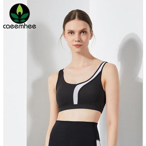 CAEEMHEE Patchwork Yoga Bra Padded Push Up Athletic Tank Top Fitness Underwear Sports Bra for Women Gym High Impact Running Bra