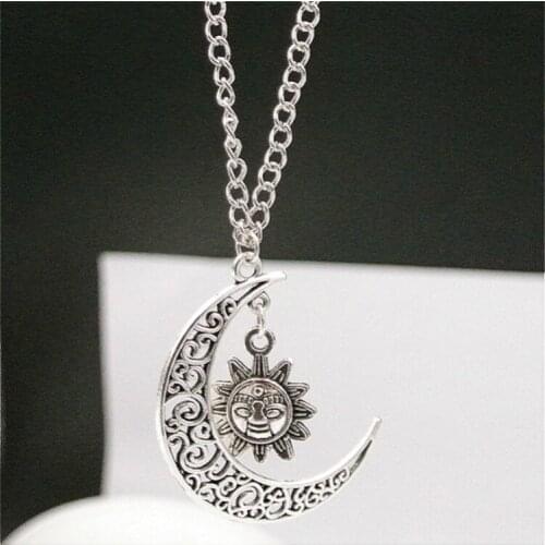 Monkey Moon Tree Necklace moon simple clavicle chain life tree sun handmade pendant jewelry