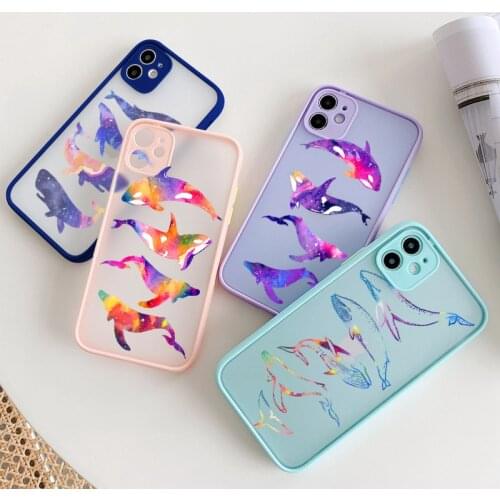 Whale Dolphin Camera Protection Phone Cases For iPhone XR XS Max X 11 12 Mini Pro Max 8 7 6S Plus Matte Shockproof Back Cover