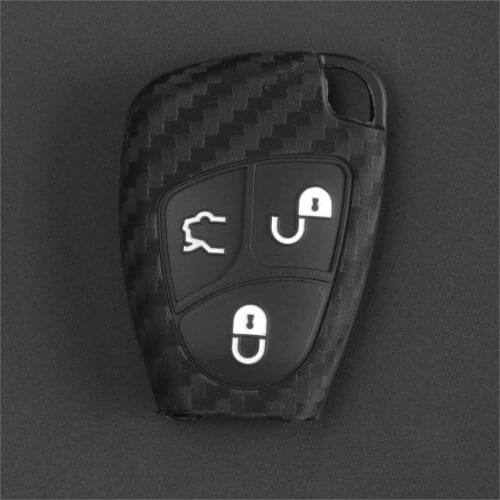Bilchave 3 Buttons Carbon Fiber Silicone Remote Car Key Case Cover For Mercedes Benz B C E ML S CLK CL Car-Styling Holde