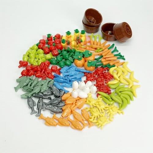 Friends Accessories Building Blocks Fruit Bread Fish Food Banana Cherry Pumkin MOC Brick Toys Children Compatible City Parts