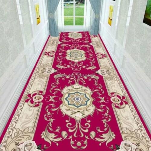 Long Hallway Rug And Carpet For Corridor Living Room Staircase Non-Slip Red Carpet Hotel Home Mall Entrance Hall Channel Doormat