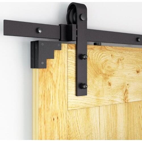 For Russia 5FT-10FT Rustic Black Classic Rail Sliding Barn Door Kit Hardware Barn Wood Door Sliding Track Kit Wheel Track System