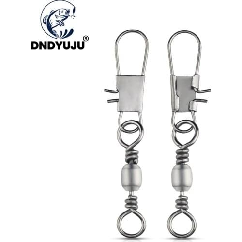 DNDYUJU 30pcs 4#-12# Swivels Interlock Snap Fishing Lure Tackles Gear Accessories Connector Copper Pin Bearing Rolling Solid