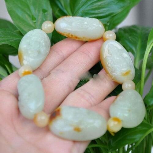 Ancient Chinese antiques hetian jade carving statues bracelet to peace
