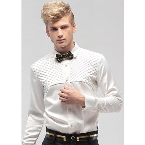 Fanzhuan Free Shipping New Male mens fashion casual long sleeve personality Western style Shirt Dress Groom Wedding 14272