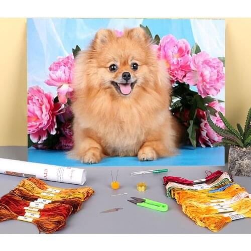 Animal Dog Printed Canvas 11CT Cross-Stitch Embroidery Patterns DMC Threads Hobby Handmade Painting Handicraft Promotions