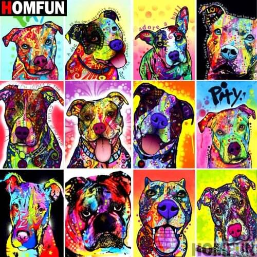 HOMFUN Full Square/Round Drill 5D DIY Diamond Painting "Color dog" 3D Embroidery Cross Stitch 5D Home Decor Gift A13172