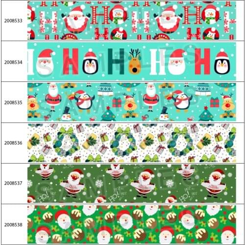 Christmas Santa Claus Printed Grosgrain/Satin Ribbon 5 Yards 25mm/38mm/50mm/75mm For Party Decorations 200853