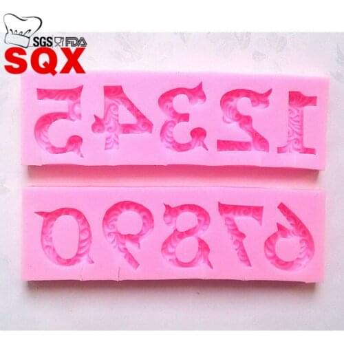 Beautiful Arabic numerals silicone mold, fondant cake, chocolate, candy, wax-like mold, baking kitchen SQ15242