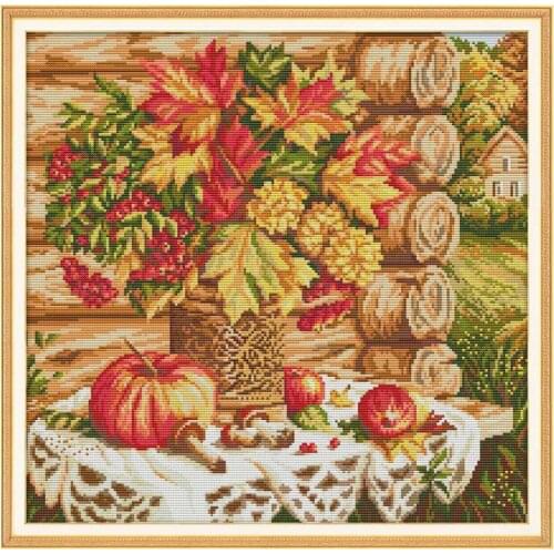 14/16/18/27/28 A Harvest Of Autumn Flowers counted Cross Stitch Set DIY DMC Cross-stitch Kit Embroidery Needlework Home Decor