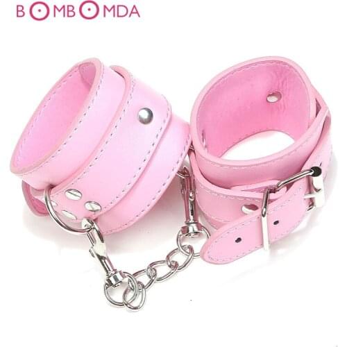 PU Leather Handcuffs Fetish Bondage Restraints Wrist Hand Cuffs Sex Toys for Couples Adult Games Sex Products