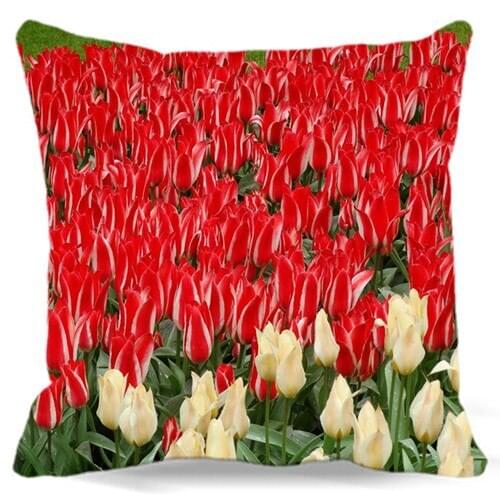 Mothers Day Tulips Flowers Cotton Polyester Pillow Case