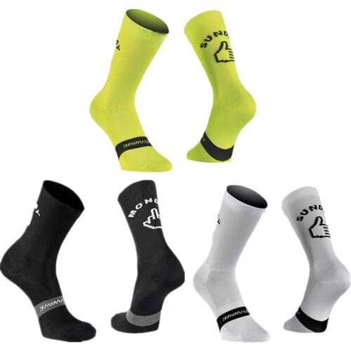 New Sport Running Cycling Socks Monday Sunday Breathable Road Bicycle Socks Men Women Bike Socks